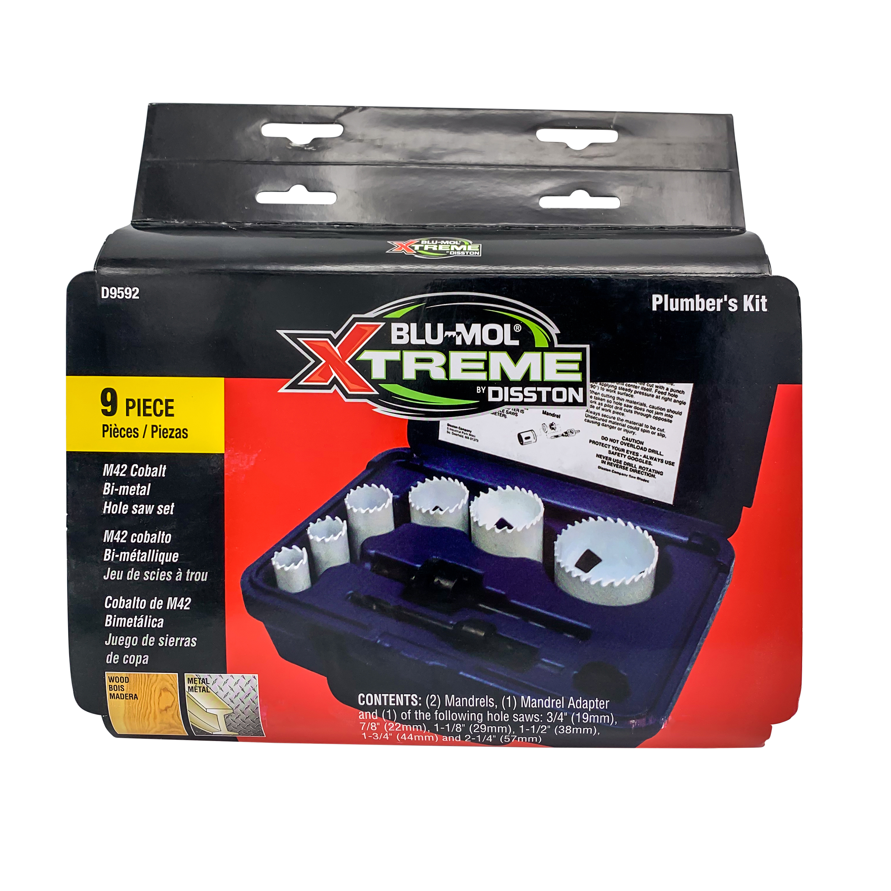 Disston E0103112 Boxed Blu-Mol Bi-Metal Hole Saw Kits, 9-Piece Locksmith's  Kit by Disston