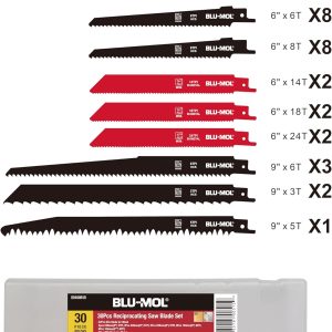 BLU-MOL® Bi-Metal Reciprocating Saw Blade Set – 30 pc