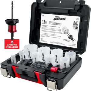 13pc QuickCore Hole Saw Set with 2 Arbors