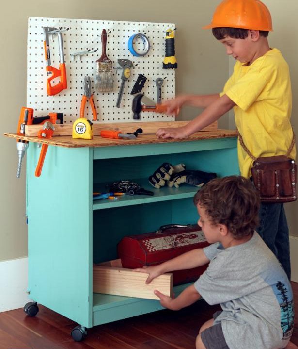 repurpose furniture workbench